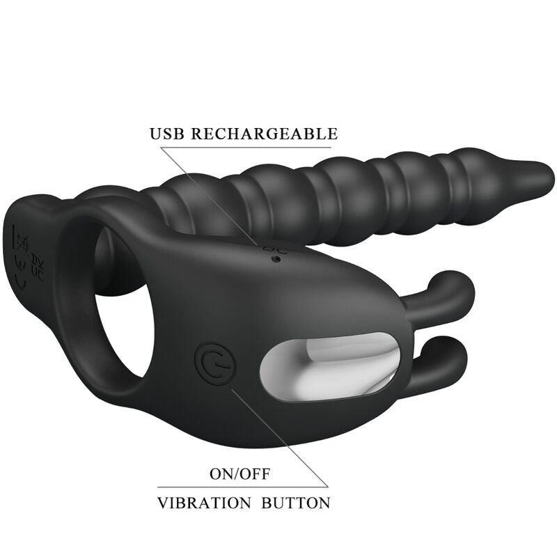 PRETTY LOVE - BLACKNEY PENISRING MET ZWARTE VIBRATORPLUG