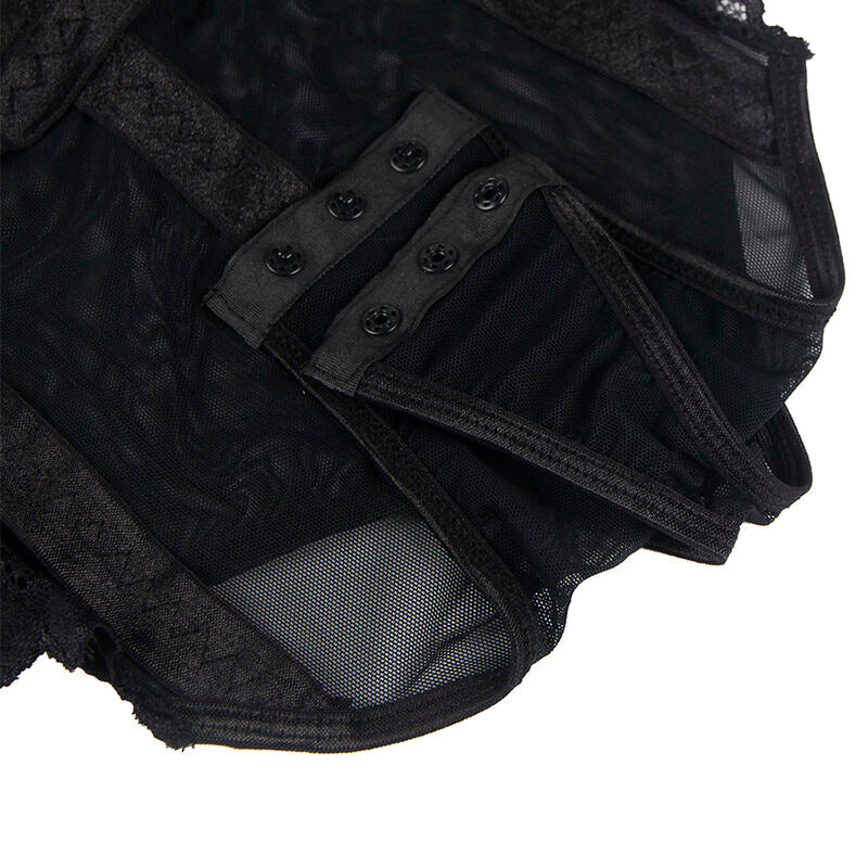 SUBBLIME - TEDDY MET JARRETELBANDJES DETAIL BORST ZWART S/M