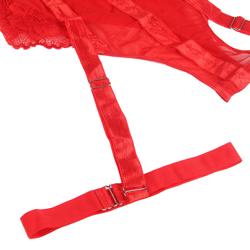 SUBBLIME - TEDDY MET JARRETELBANDJE DETAIL RODE BORST L/XL