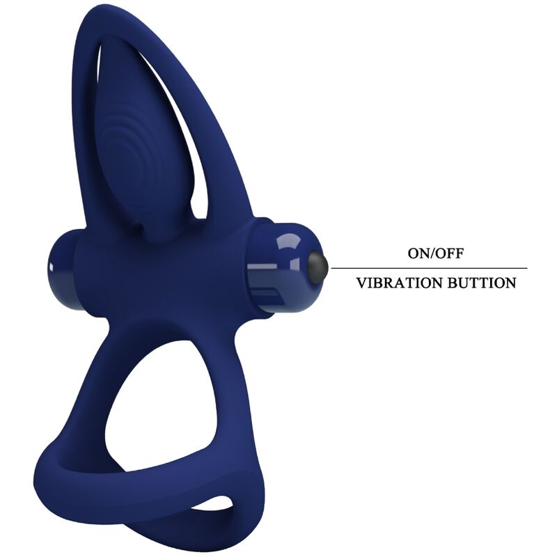 PRETTY LOVE - MAT DUBBELE RING MET TRILLING & STIMULATOR BLAUW