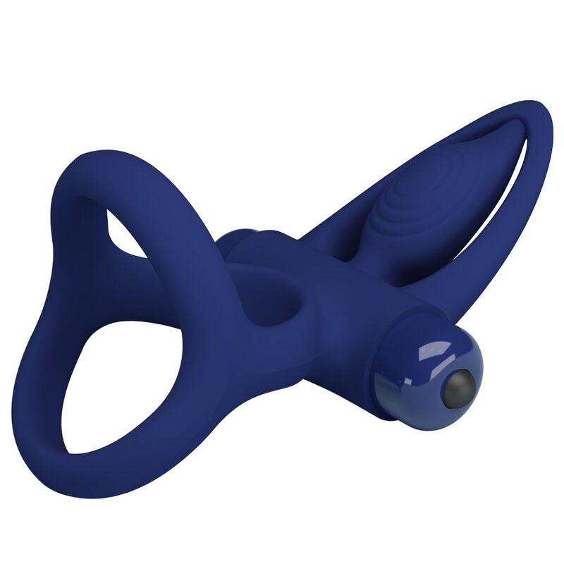 PRETTY LOVE - MAT DUBBELE RING MET TRILLING & STIMULATOR BLAUW