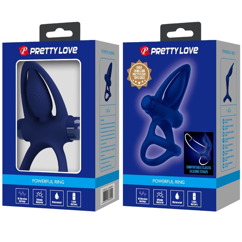 PRETTY LOVE - MAT DUBBELE RING MET TRILLING & STIMULATOR BLAUW