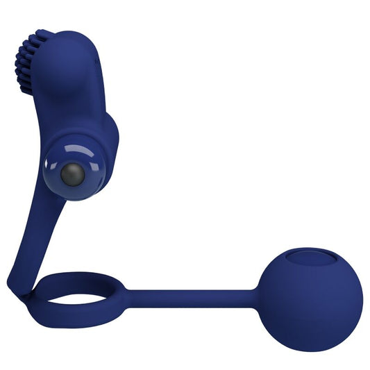 PRETTY LOVE - REMINGTON DUBBELE VIBRERENDE RING MET PLUG BLAUW