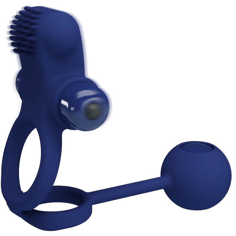 PRETTY LOVE - REMINGTON DUBBELE VIBRERENDE RING MET PLUG BLAUW