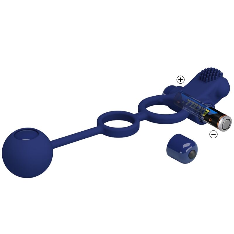 PRETTY LOVE - REMINGTON DUBBELE VIBRERENDE RING MET PLUG BLAUW