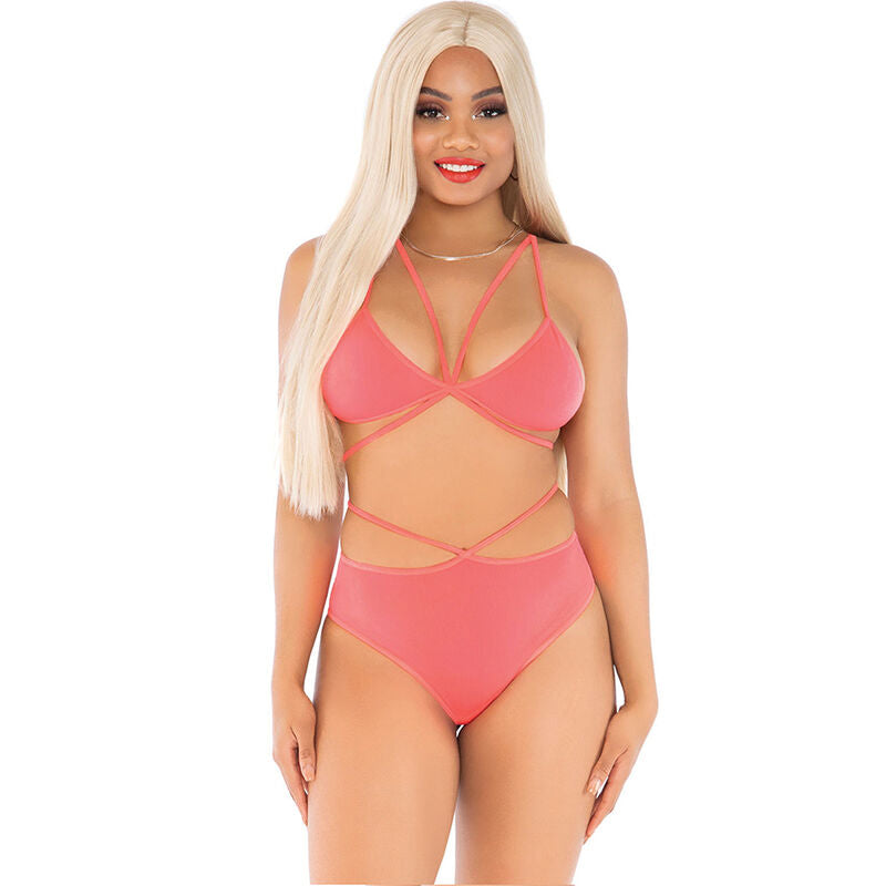 LEG AVENUE - TOP & SLIP KORAAL MET BANDJES