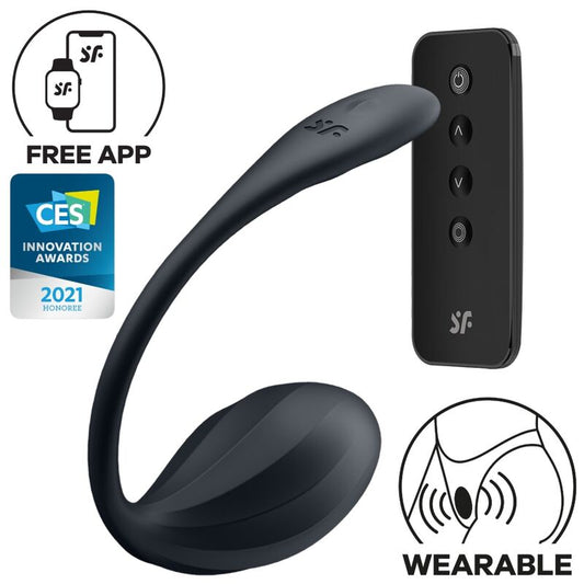 SATISFYER - GERIBBELDE BLOEMBLAD G-SPOT STIMULATOR AFSTANDSBEDIENING ZWART GRATIS APP