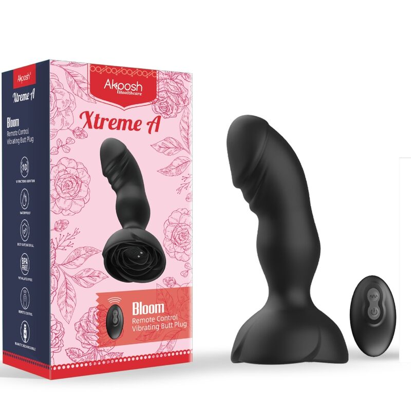 ARMONY - EXTREME A BLOOM ROOS VIBRATOR & ANAALPLUG AFSTANDSBEDIENING ZWART