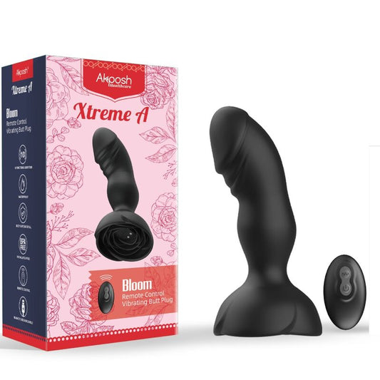 ARMONY - EXTREME A BLOOM ROOS VIBRATOR & ANAALPLUG AFSTANDSBEDIENING ZWART