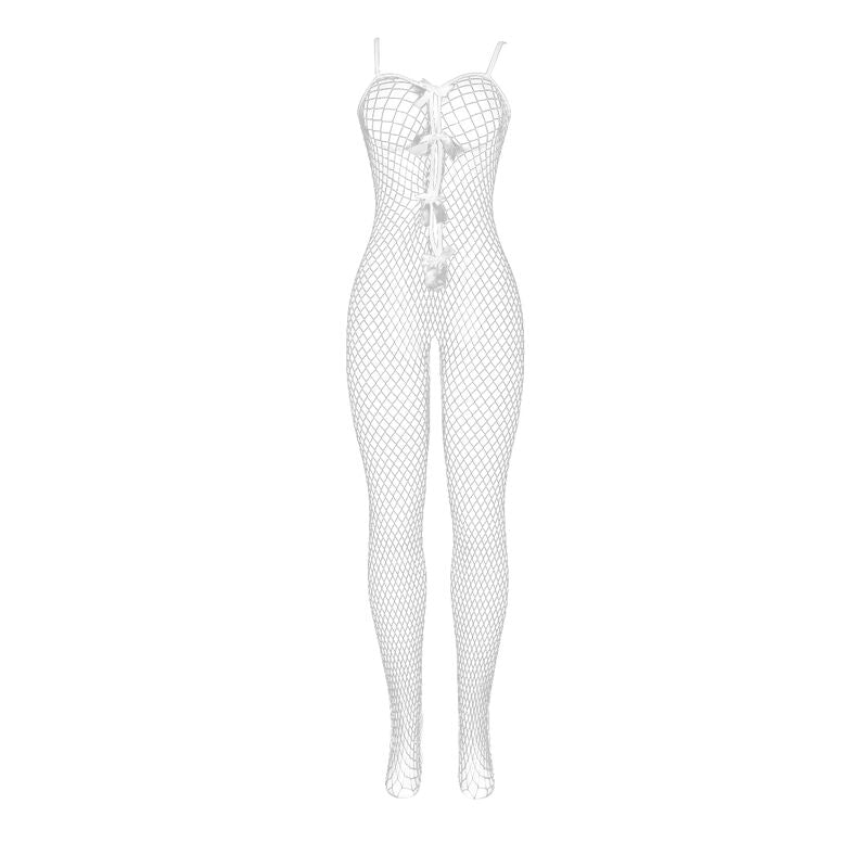 SUBBLIME - 951740 BODYSTOCKING WITTE NETKOUSE KRUISLOOS MET STRIKKEN ONE SIZE