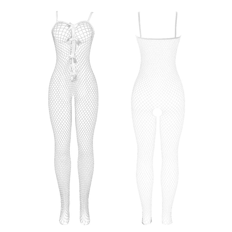 SUBBLIME - 951740 BODYSTOCKING WITTE NETKOUSE KRUISLOOS MET STRIKKEN ONE SIZE