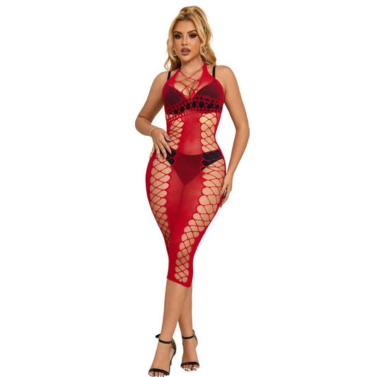 SUBBLIME - 952327 LANGE RODE FISHNET JURK EEN MAAT