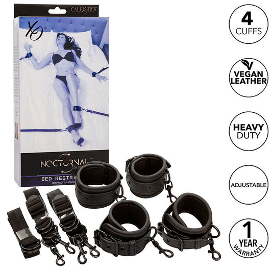 CALEXOTICS - NOCTURNAL BED RESTRAINTS LEATHER ADJUSTABLE ZWART