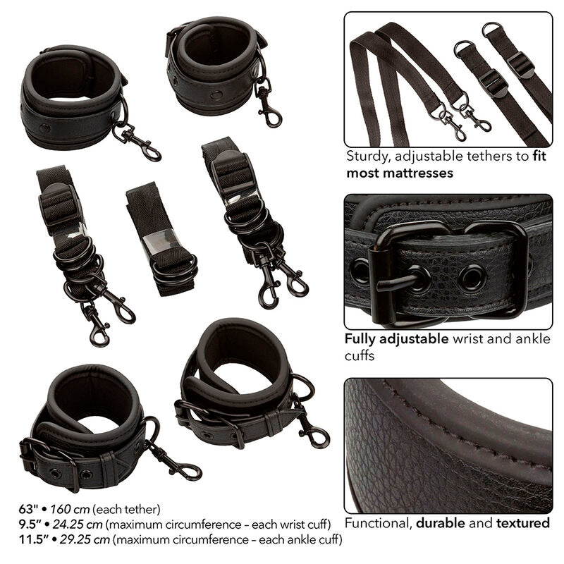 CALEXOTICS - NOCTURNAL BED RESTRAINTS LEATHER ADJUSTABLE ZWART