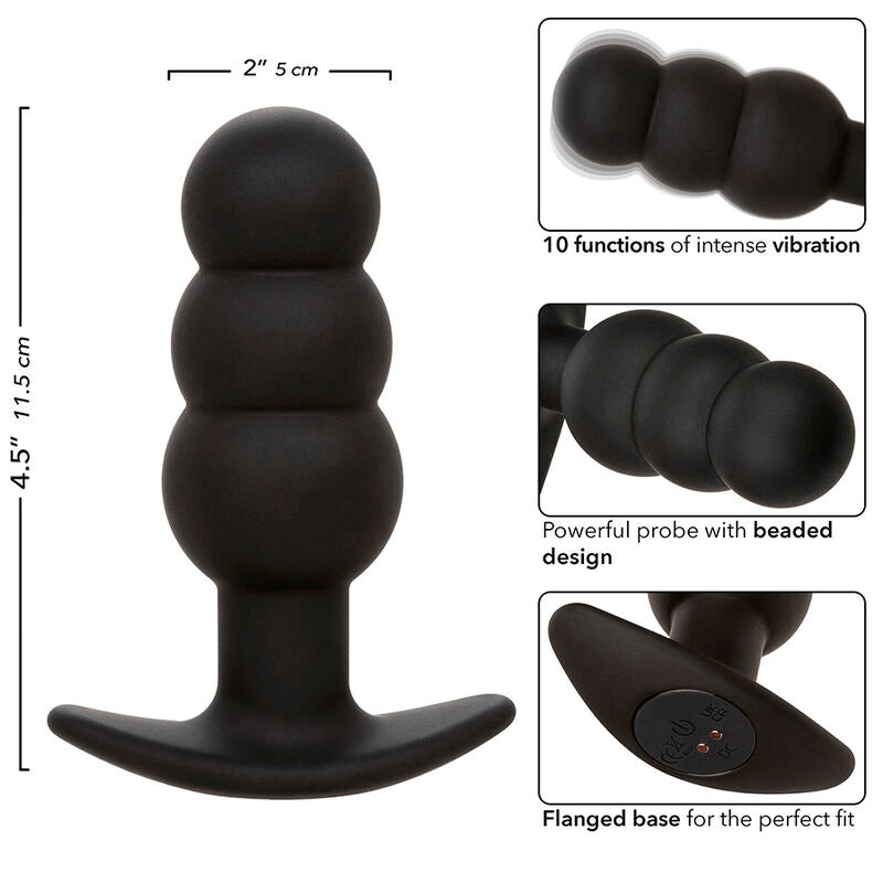 CALEXOTICS - ROCK BOTTOM KRAALTJES ANALE PLUG 10 TRILLINGEN SILICONE ZWART