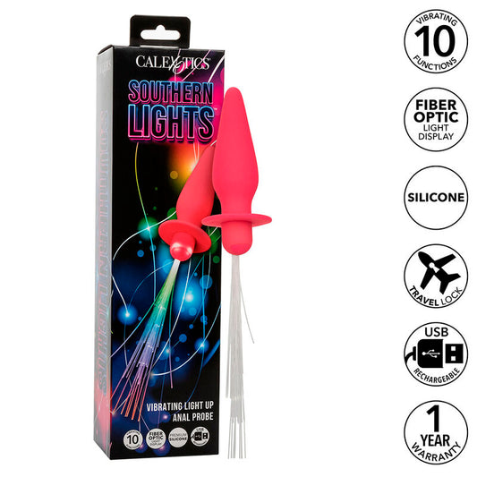 CALEXOTICS - SOUTHERN LIGHTS OPLICHTENDE ANALE PLUG 10 TRILLINGEN SILICONEN ROZE