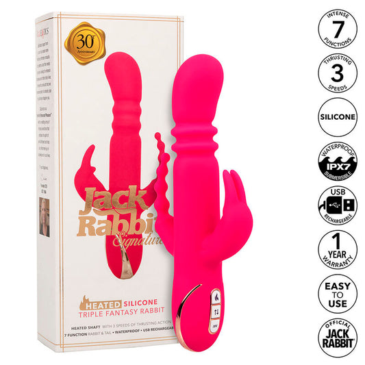CALEXOTICS - JACK FANTASY TRIPLE VERWARMDE VIBRATOR RABBIT ROZE