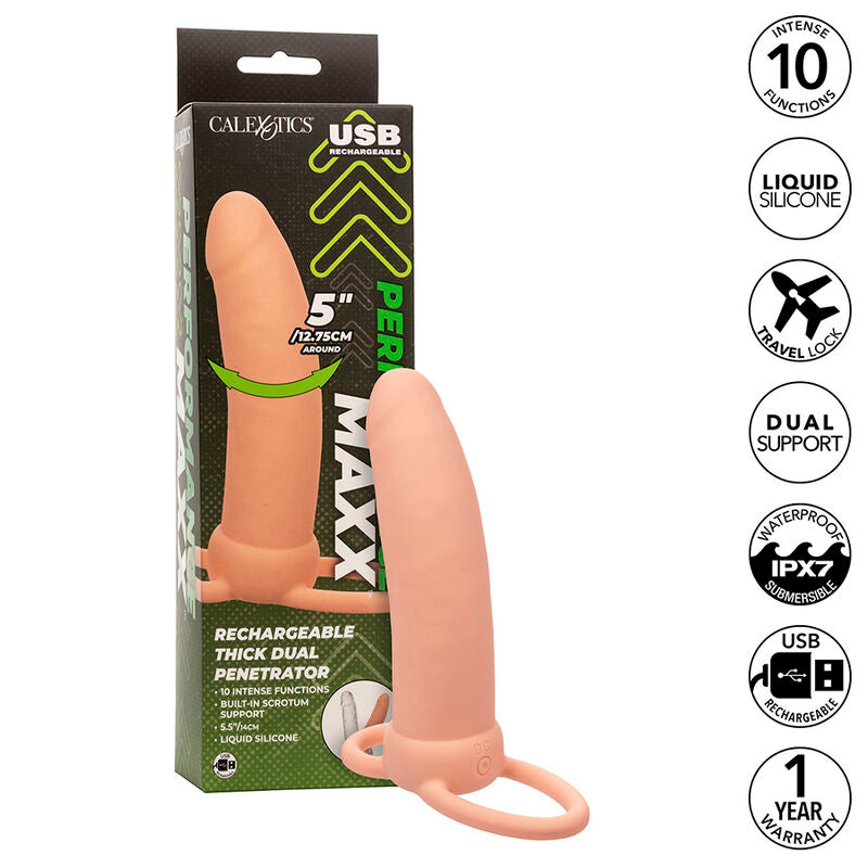 CALEXOTICS - MAXX THICK DUAL PENETRATOR 10 VIBRATIES HUIDSKLEURIG