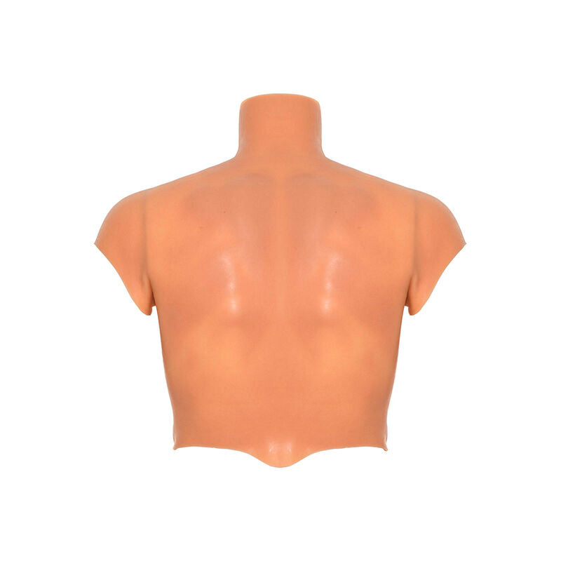 VERBORGEN VERLANGEN - ALTER EGO SILICONEN MANNENTORSO SHIRT MET BUIKSPIEREN VLEESKLEURIG