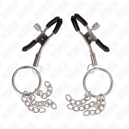 KINK - O-RING NIPPELKLEM EN KLEINE KETTING ZILVER 6 CM