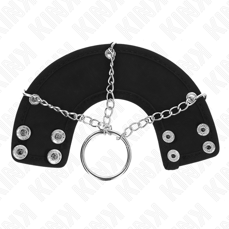 KINK - PENISRING 4 CM KETTING 7 CM METAAL MET LEREN RIEM