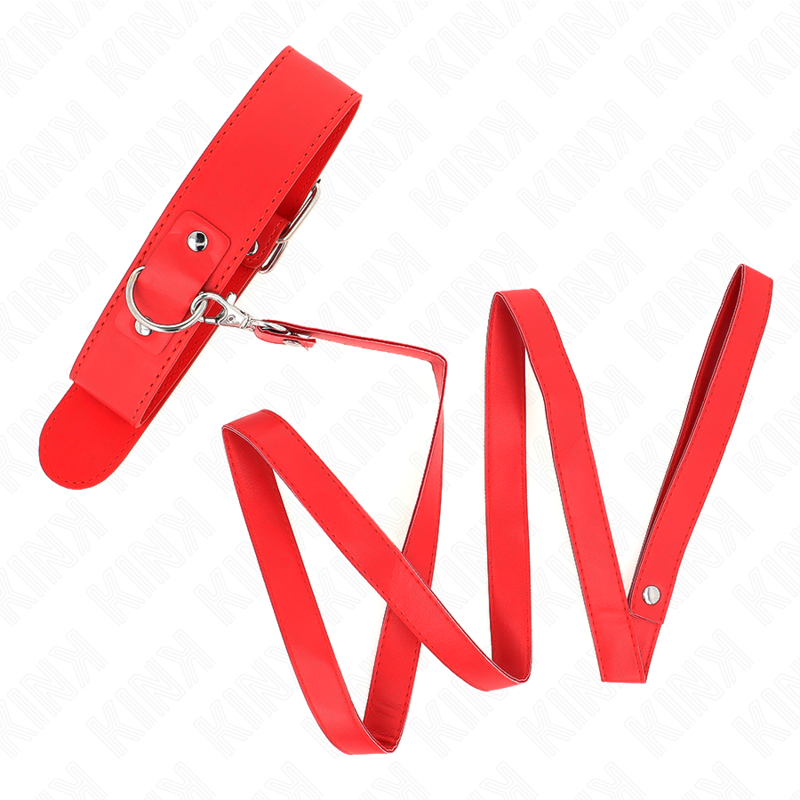 KINK - KETTING MET RIEM 116 CM ROOD VERSTELBARE BAND 32-50 CM X 8 CM