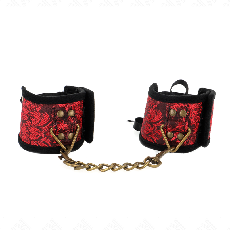 KINK - SCANDAL POLSBANDEN ROOD-ZWART KANTEN DETAILS 24,5 CM X 6,5 CM