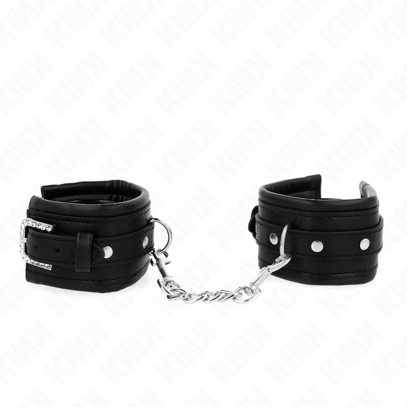 KINK - STRASS GESP POLSBANDEN ZWART VERSTELBAAR 25-32 CM X 5.5 CM