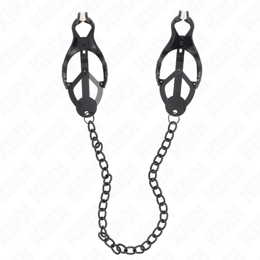 KINK - JAPANSE KLAVERTEPELKLEMMEN MET KETTING ZWART 30 CM