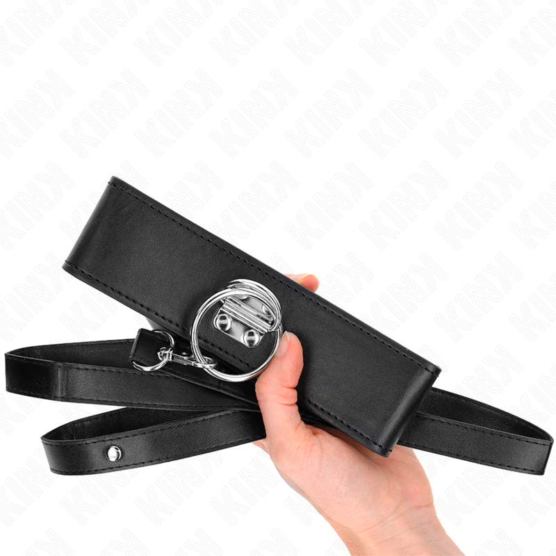 KINK - LEERLIJN MET STUDS 116 CM HALSBAND MET KUNSTLEREN BAND 50 X 5 CM