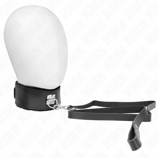 KINK - KETTING MET RIEM 116 CM MET ZWART LEREN BAND VERSTELBAAR 40-48 CM X 6 CM