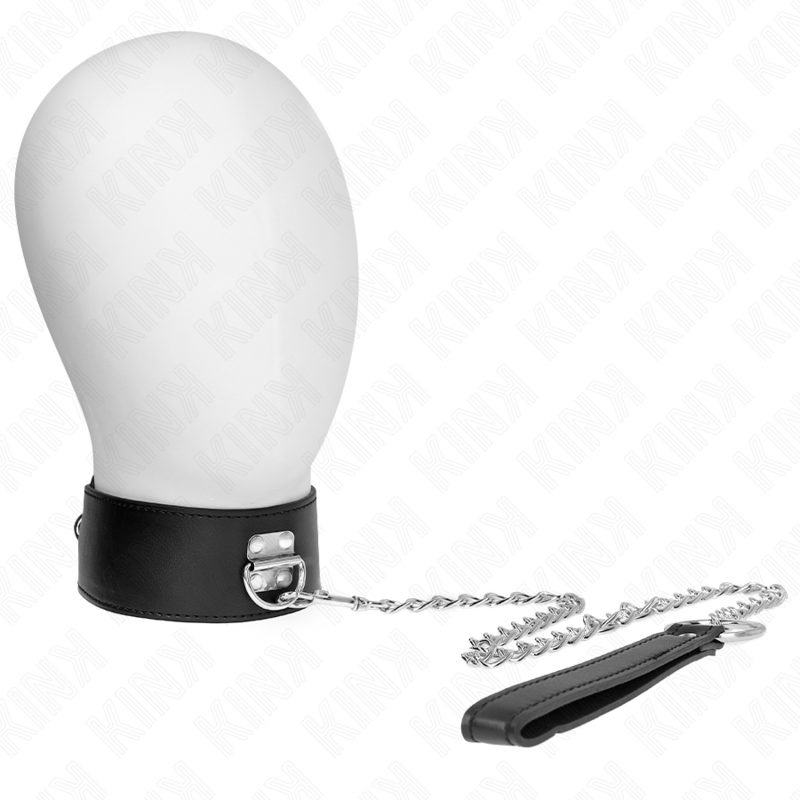 KINK - KETTING MET RIEM 65 CM MET BREDE ZWARTE BAND VERSTELBAAR 33.5-41 CM X 5 CM