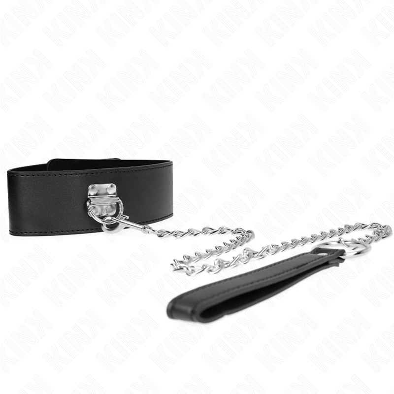 KINK - KETTING MET RIEM 65 CM MET BREDE ZWARTE BAND VERSTELBAAR 33.5-41 CM X 5 CM