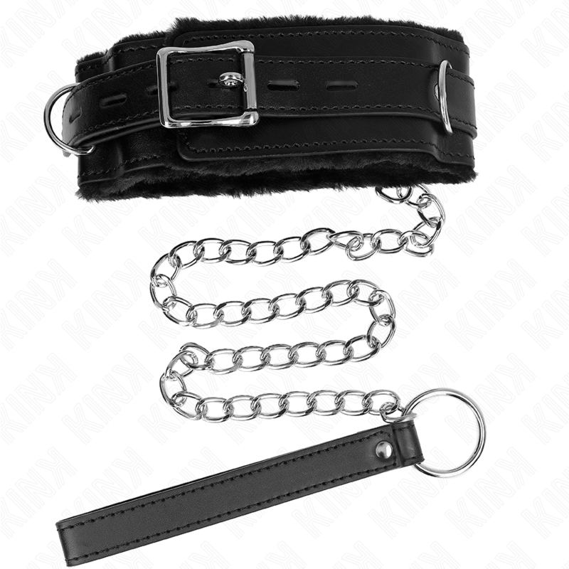 KINK - HALSBAND MET RIEM 65 CM MET BEPERKINGEN ZWART 36-42 CM X 5.5 CM