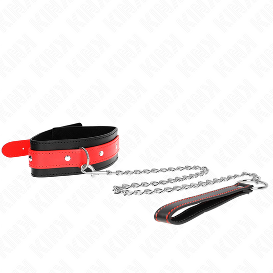 KINK - KETTING MET RODE BAND 65 CM VERSTELBAAR 36-43 CM X 5 CM