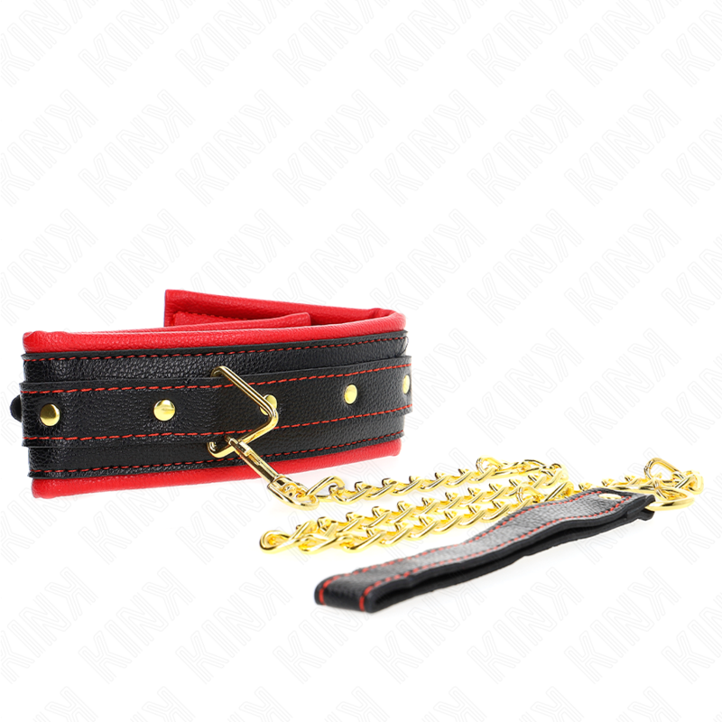 KINK - KETTING MET SPONGE IMITATIELEDEREN BAND MODEL 2 VERSTELBAAR 37-54 CM X 3 CM