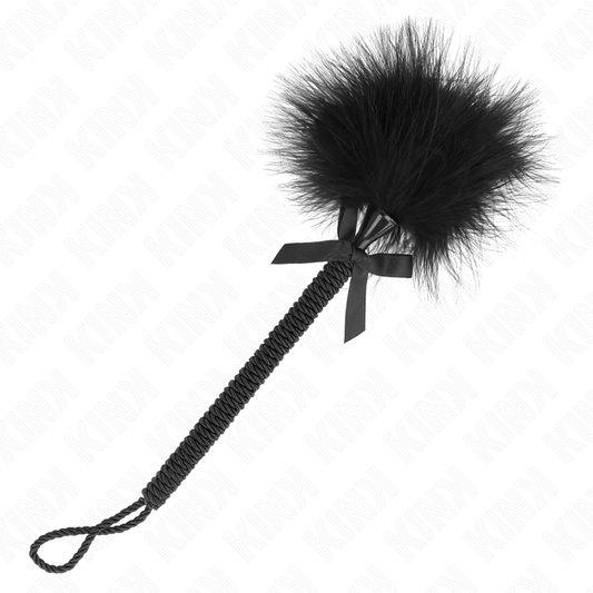 KINK - NYLON TOUWEN ZWEEP MET KIETELVEER EN ZWARTE STRIK 25 CM
