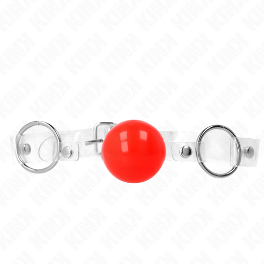 KINK - RODE TRANSPARANTE PVC BAL 4 CM KNEVEL VOOR MOND VERSTELBAAR