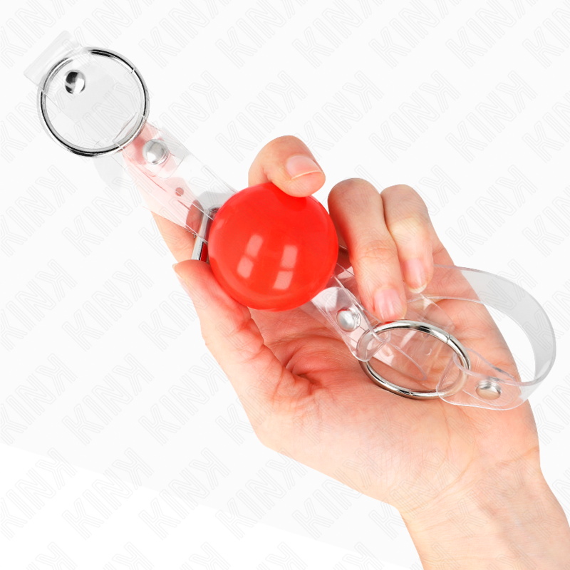 KINK - RODE TRANSPARANTE PVC BAL 4 CM KNEVEL VOOR MOND VERSTELBAAR