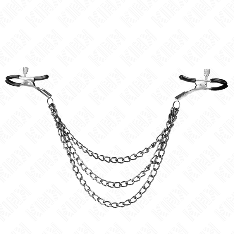 KINK - NIPPELKLEMMEN MET 3 KETTINGS ZWART 20/23/28 CM