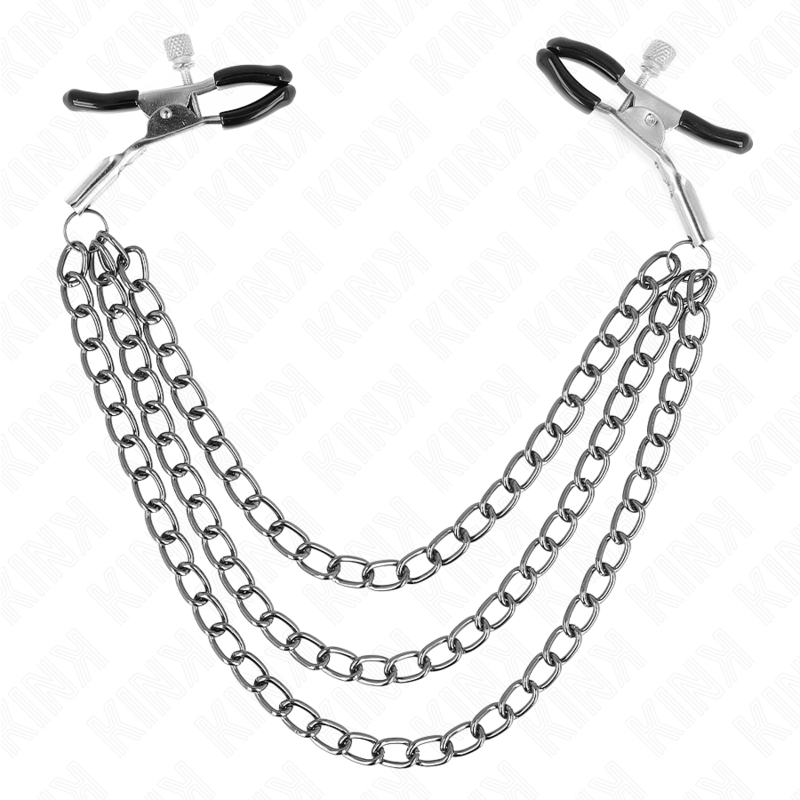 KINK - NIPPELKLEMMEN MET 3 KETTINGS ZWART 20/23/28 CM