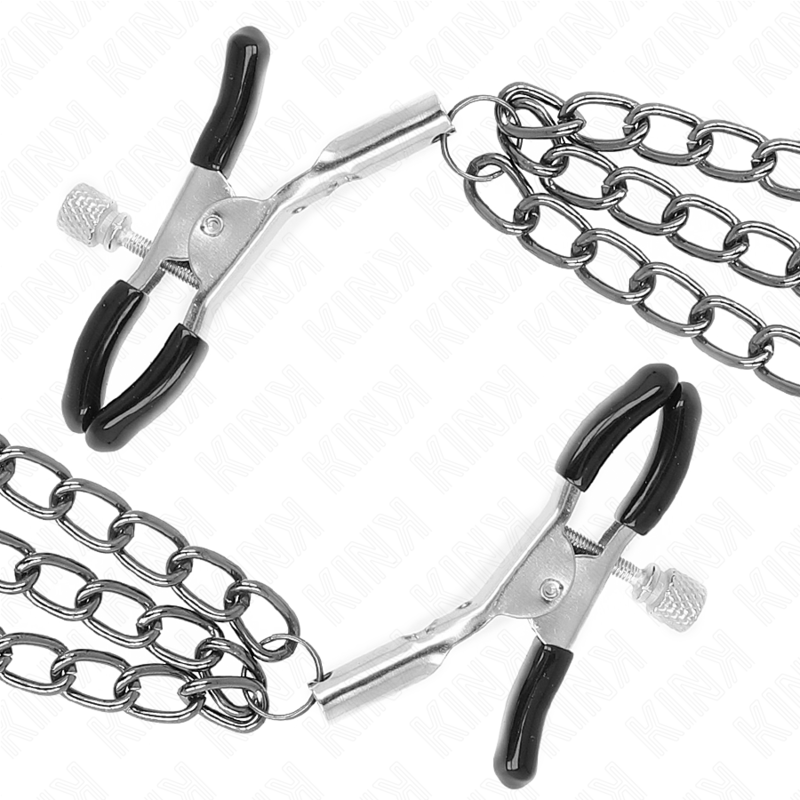 KINK - NIPPELKLEMMEN MET 3 KETTINGS ZWART 20/23/28 CM