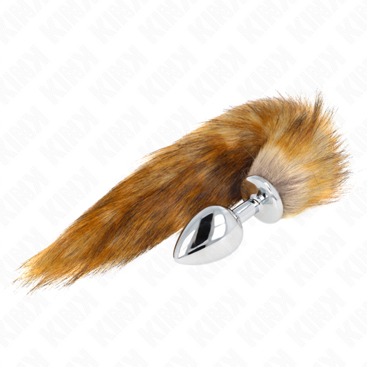 KINK - ANALE PLUG MAAT L 10 X 4 CM MET SYNTHETISCHE STAART 40 CM BRUIN