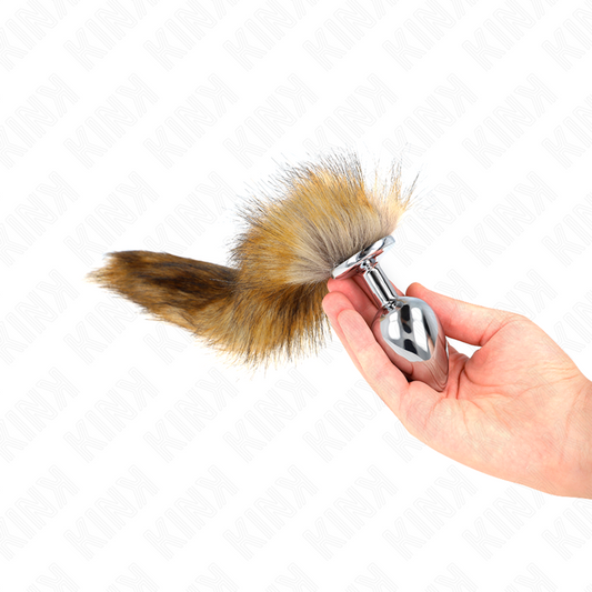 KINK - ANALE PLUG MAAT L 10 X 4 CM MET SYNTHETISCHE STAART 40 CM BRUIN