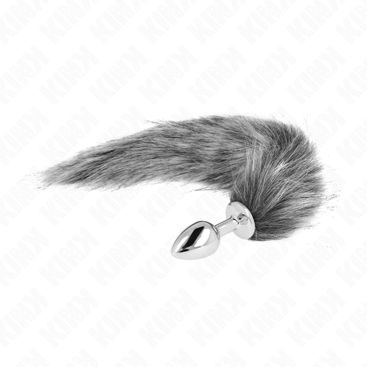 KINK - ANALE PLUG MAAT S 7 X 3 CM MET SYNTHETISCHE STAART 40 CM GRIJS