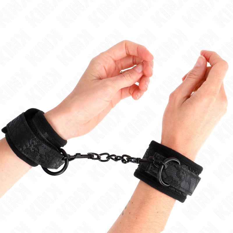 KINK - DONKERE KANTEN POLSBANDEN NEOPREEN VERSTELBAAR ZWART 20-29 CM X 5 CM