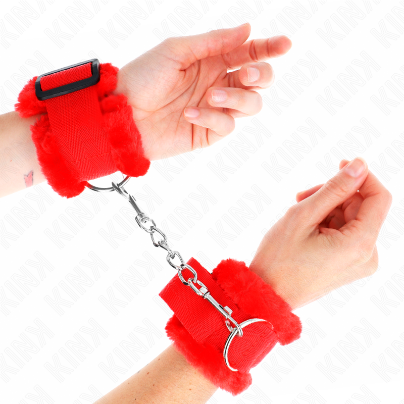 KINK - HARIGE GEVOERDE POLSBANDEN ROOD VERSTELBAAR 17-31 CM X 7 CM