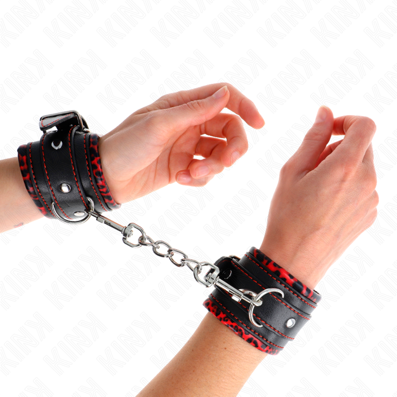 KINK - POLSBROEKEN MET BONTVOERING ROOD / ZWART VERSTELBAAR 17-29 CM X 6 CM