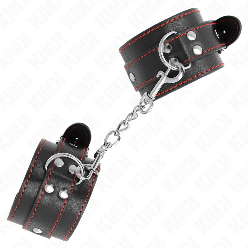 KINK - POLSBROEKEN ZWART MET RODE VOERING VERSTELBAAR 20-28 CM X 5.5 CM