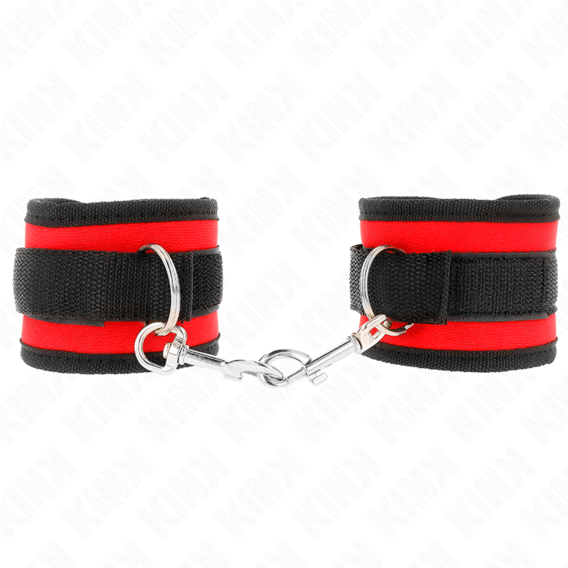 KINK - NYLON BIND HAAK&LUS POLSBANDJES ROOD-ZWART MODEL 2 VERSTELBAAR 18-35 CM X 6 CM